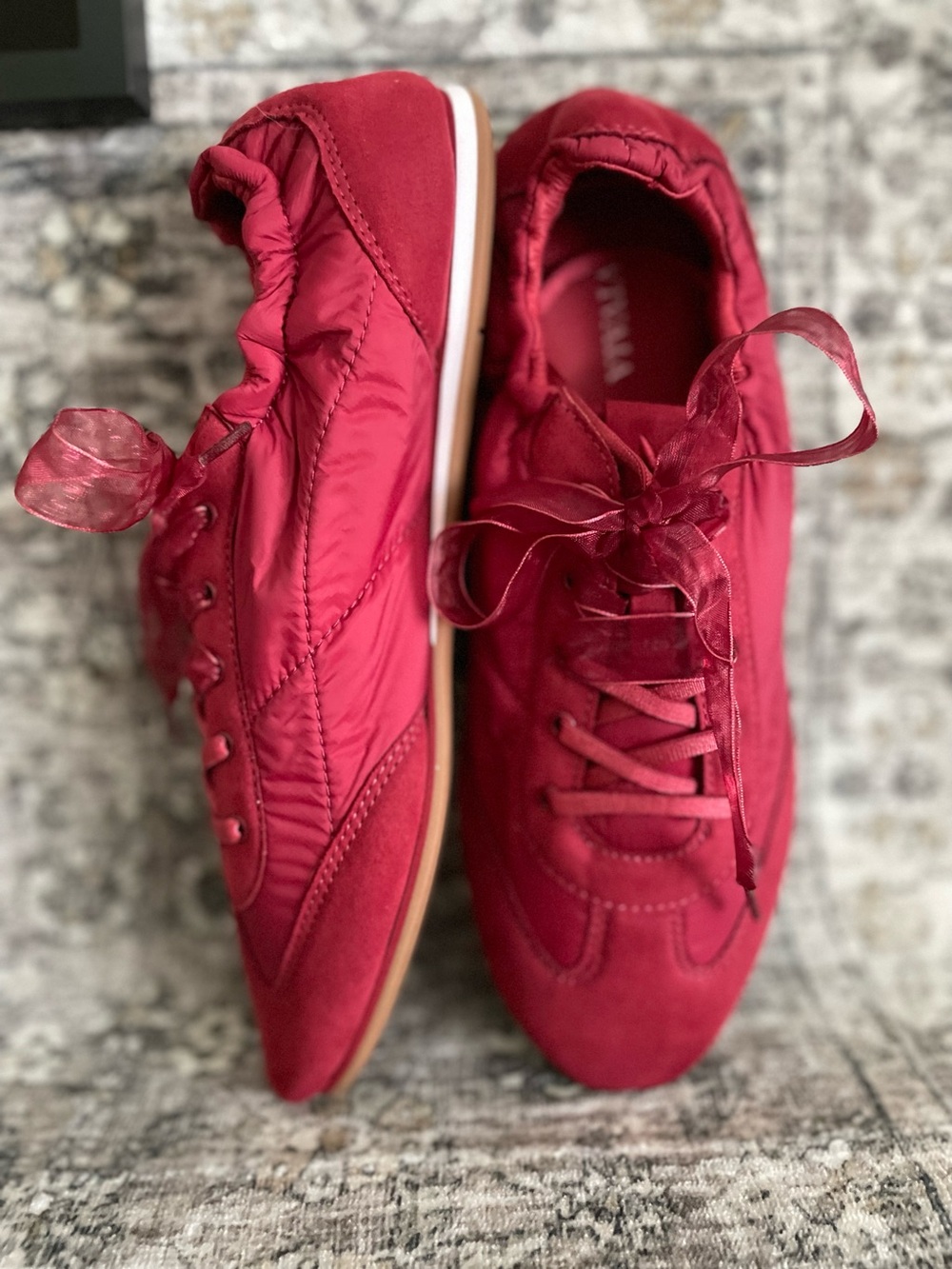 Vivaia Yancy Sneakerina Jogger Red Size 7 (38) Ribbon Lace Sneaker - Picture 3 of 9